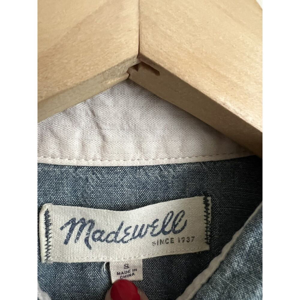 madewell chambray Top shirt Button Up Long Sleeve Blue Size Small - Picture 3 of 6